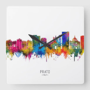 Prato Italien Skyline Quadratische Wanduhr