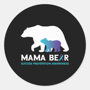 Prävention Bewusstsein Lila und Aquamarin für Mama Runder Aufkleber