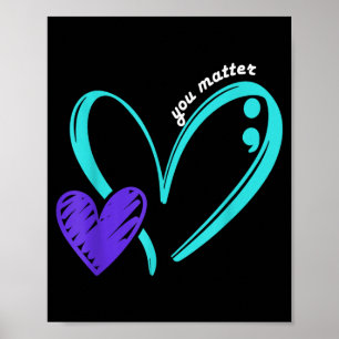 Präventionsbewusstsein Teal Purple Heart Kunst Poster