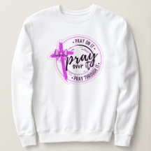 Pray à travers elle sweatshirt blanc doux, Croix