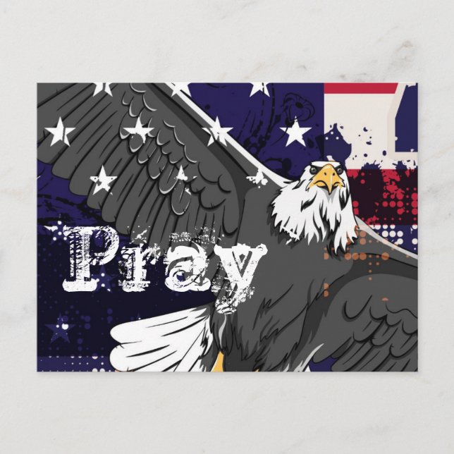 Pray - American Flag and Eagle Postcard Postkarte (Vorderseite)
