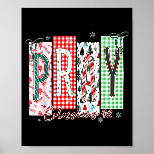 Pray Christmas Santa Coquette Bow Women Girls  Poster (Vorne)