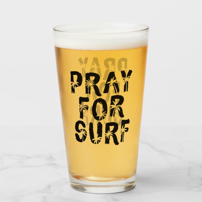 Pray For Surp Palm Tree Surfer Glas (Vorne (Gefüllt))