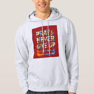 Pray & Never Give Up – Metallic Tech Schrift T-Shi Hoodie