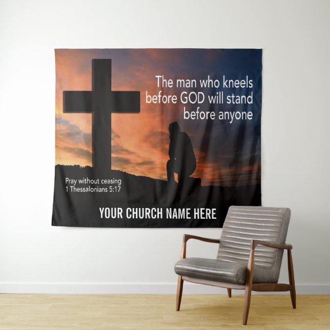 PRAY OHNE AUFNAHME Christlicher Kirchenmauer Kunst Wandteppich (Beispiel (Horizontal))