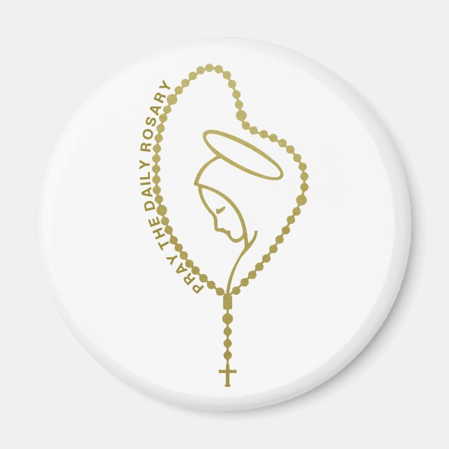 PRAY THE DAILY ROSARY JUNGFRAU MARY GOLD MAGNET (Vorne)