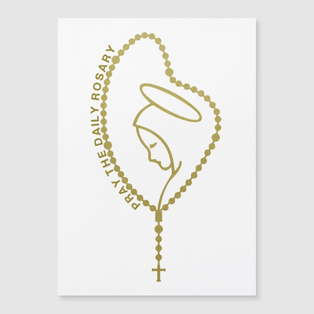 PRAY THE DAILY ROSARY JUNGFRAU MARY GOLD MAGNET (Vorderseite)