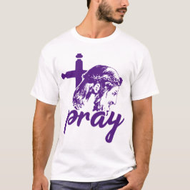 Pray Typografie Jesus Image Lila T-Shirt