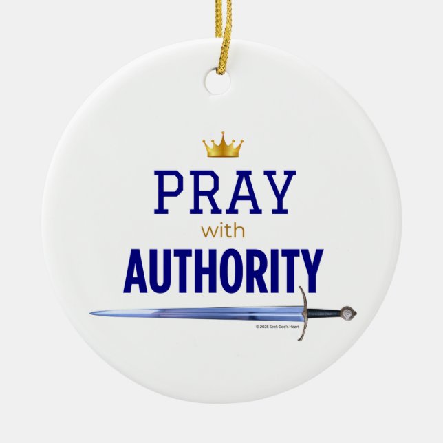 Pray with Authority - Blue,  Keramik Ornament (Vorne)