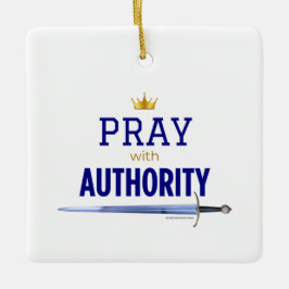 Pray with Authority - Blue Square,  Keramikornament