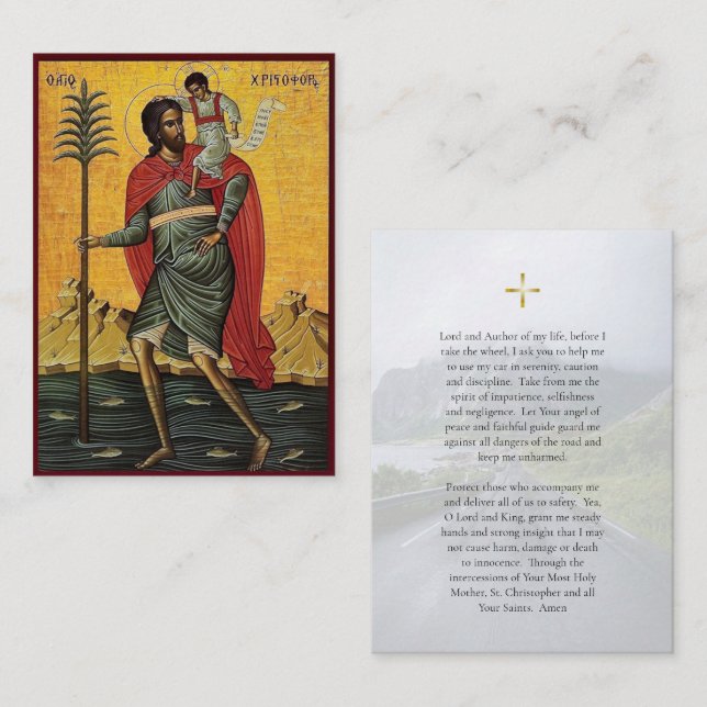 Prayer Card to St. Christopher for Drivers Platzkarte (Vorne/Hinten)