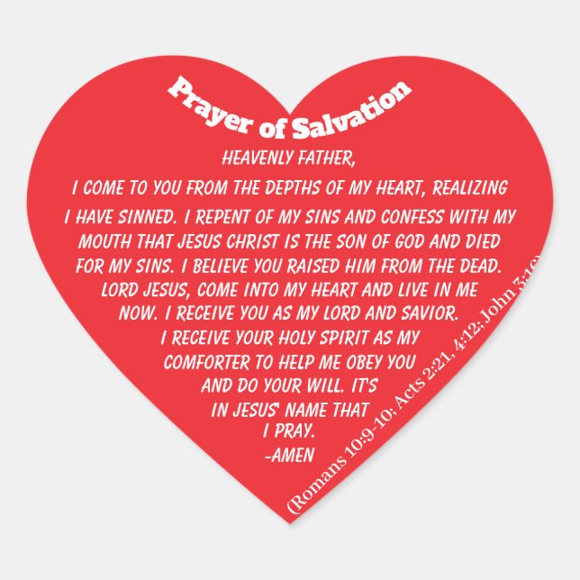 PRAYER DER SALVATION Rotes Herz Herz-Aufkleber (Vorderseite)