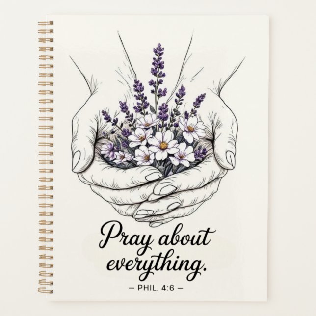 Prayer Hands with Lavender - Devotional theme Planer (Vorderseite)