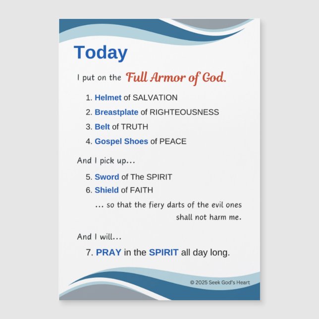 Prayer Magnet - Full Armor of God - 7"x5" (Vorderseite)