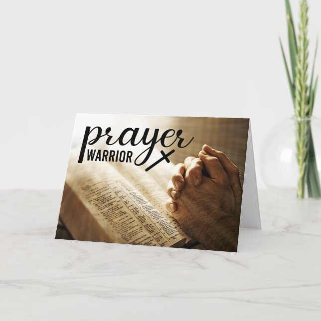 PRAYER WARRIOR Gebet Hand Bibel Christliches Kreuz Karte (Vorderseite)