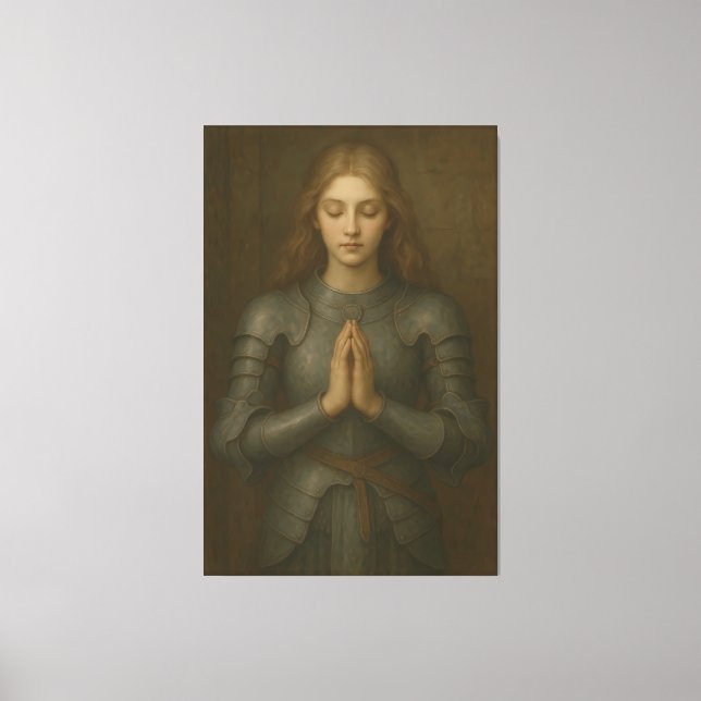 Prayer Warrior Maiden 02 – Serene Holy Armor Knigh Leinwanddruck (Vorderseite)