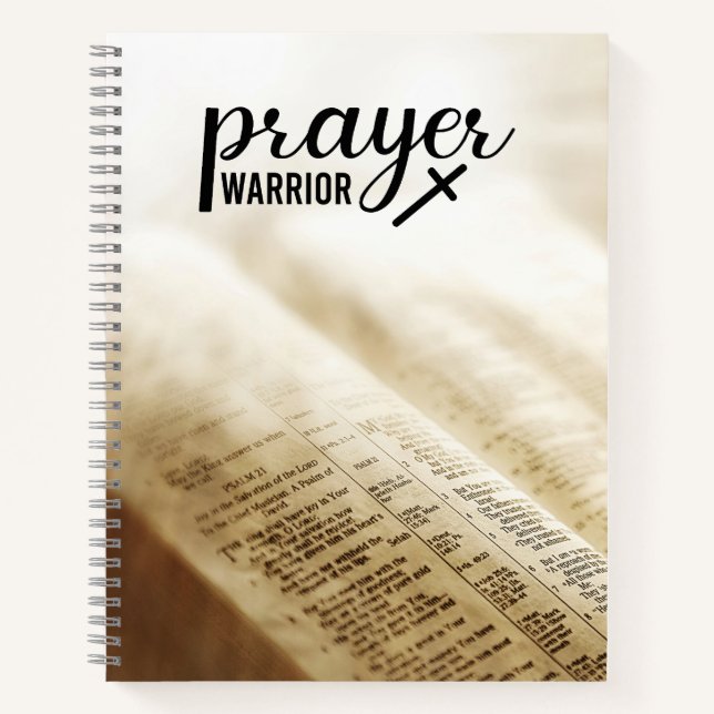 PRAYER WARRIOR Offene Bibel Christliches Kreuz Notizbuch (Vorderseite)