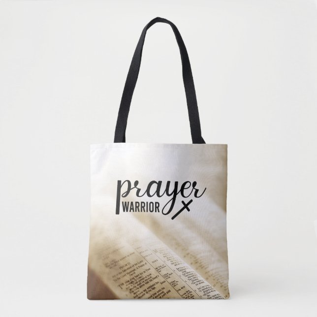 PRAYER WARRIOR Offene Bibel Christliches Kreuz Tasche (Vorderseite)