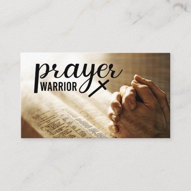 PRAYER WARRIOR Offene Bibel Christliches Kreuz Visitenkarte (Vorderseite)