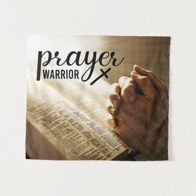 PRAYER WARRIOR Offene Bibel Christliches Kreuz Wandteppich (Vorderseite (Horizontal))