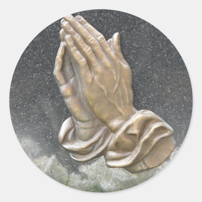 PRAYERHÄNDE RUNDER AUFKLEBER (Vorderseite)