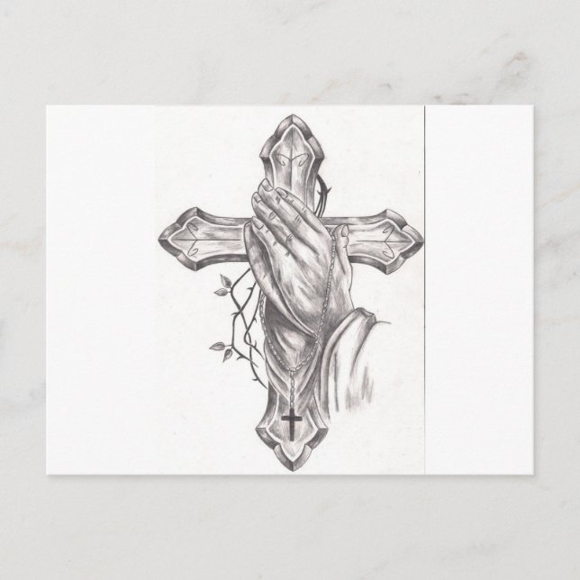 Praying Hands & Cross Postkarte (Vorderseite)