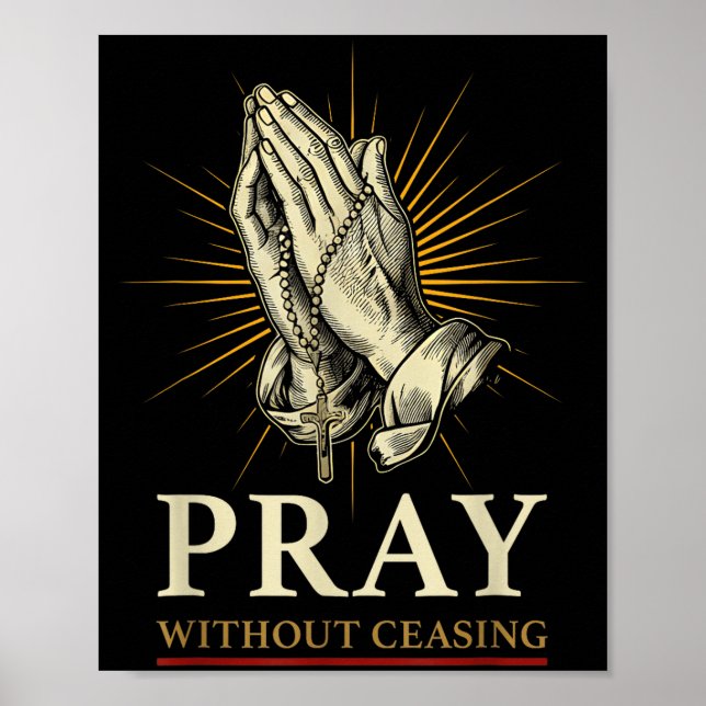 Praying Hands Jesus Cross Rosary Faith Devotion Pr Poster (Vorne)