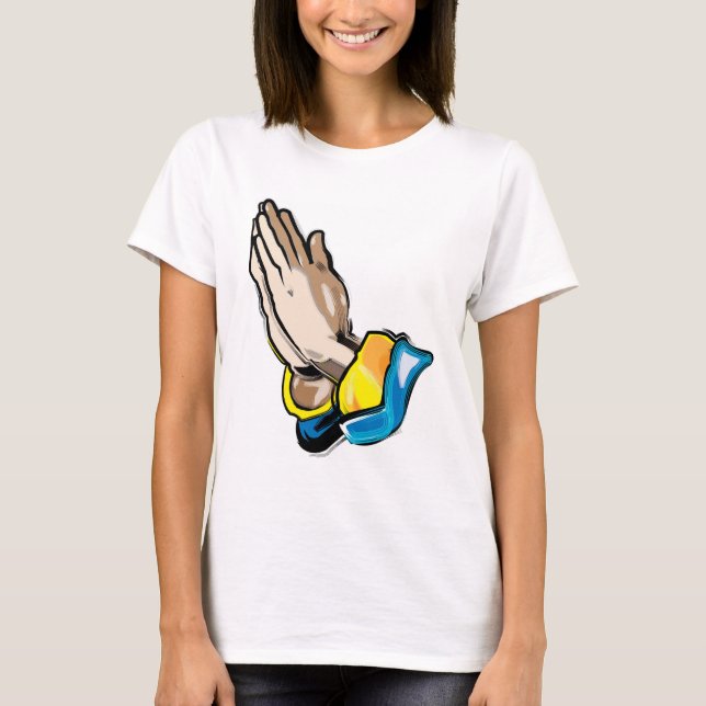 Praying Hands Ladies Burnout T-Shirt (Devant)