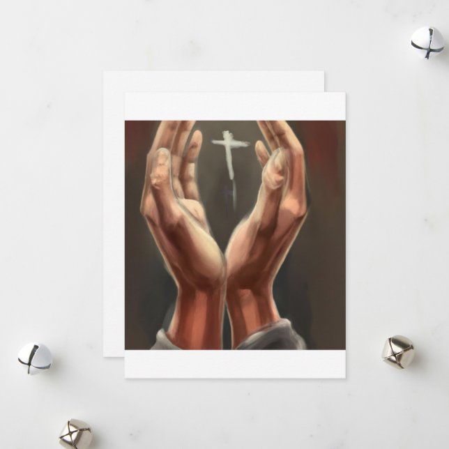 Praying Hands Stationery Card Feiertagskarte (Vorderseite/Rückseite Beispiel)