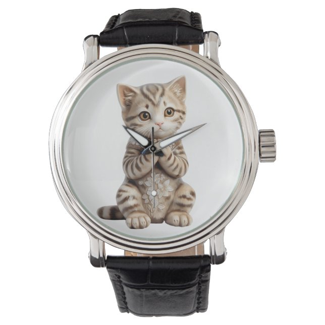 Praying Kitten Armbanduhr (Vorderseite)