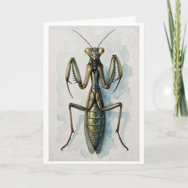 Praying Mantis watercolor painting insect art  Karte (Vorderseite)