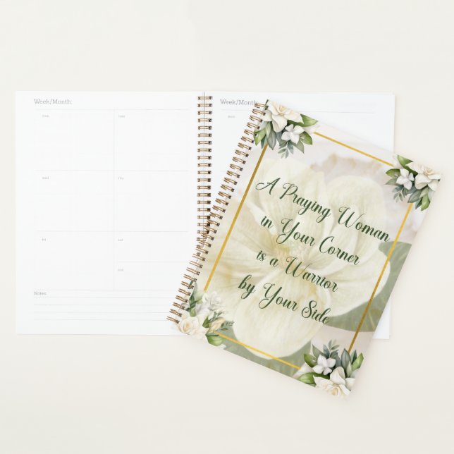 Praying Woman Planner (magnolia crème) (Devant avec enveloppe)