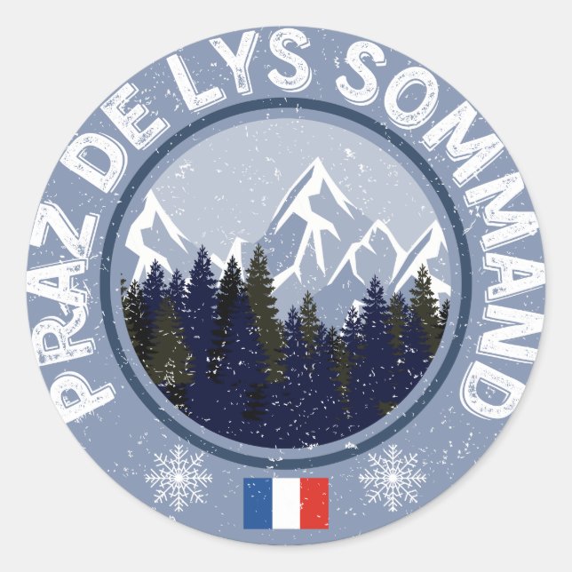 Praz De Lys Sommand Skistation Runder Aufkleber (Vorderseite)