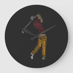 Präzision Balance Konsequenz Golf Typografie Spiel Große Wanduhr