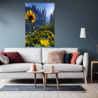 Pré avec des tournesols | AI Art Poster