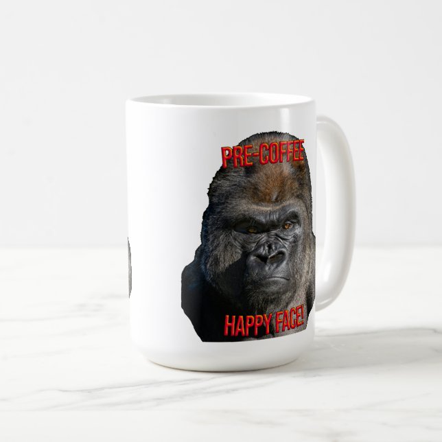 Pre-Coffee Happy Face! Kaffeetasse (VorderseiteRechts)