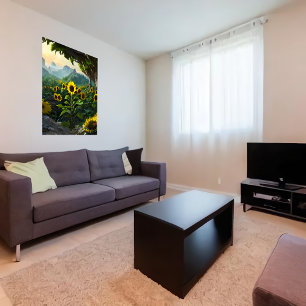 Pré de tournesols   AI Art Poster