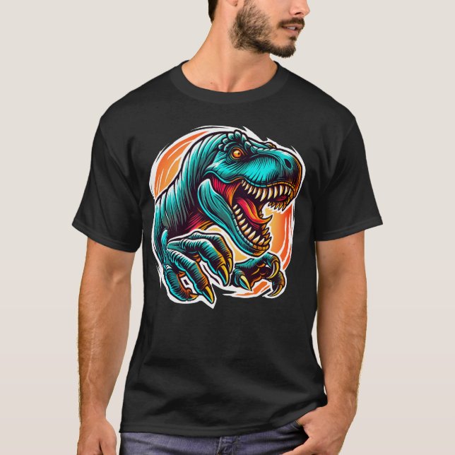 Pre-Historic Epic Dino Attack T-Rex T-Shirt (Vorderseite)