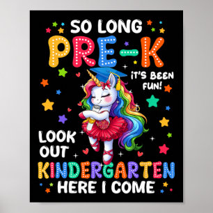 Pre-k Abschluss 2025 Einhorn Girl Kindergarten He Poster