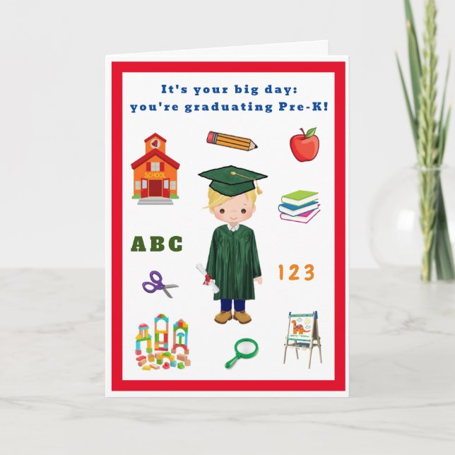 Pre-K Abschluss Card für Jungen Karte (Vorderseite)