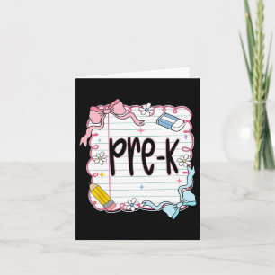 Pre-k Back to School Coquette Bow Notebook Preppy Karte