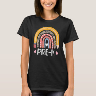 Pre K Boho Rainbow Leopard Lehrerin T-Shirt