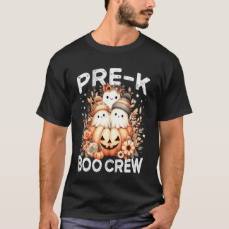 Pre K Boo Crew Lehrerteam Halloween Floral Geist T-Shirt