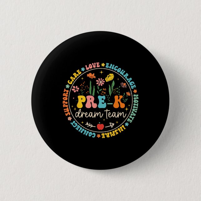 Pre-k Dream Team Byck Zur Schule Lehrer Fürsorge L Button (Vorderseite)
