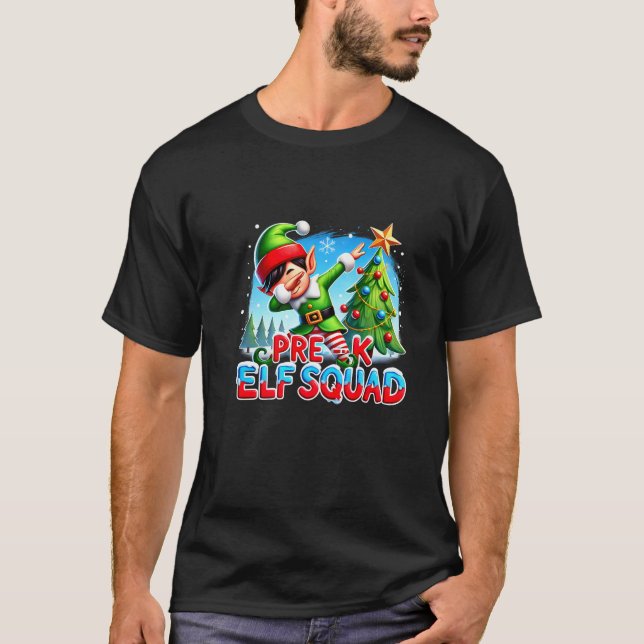 Pre K Elf Squad Merry Christmas Funny Class School T-Shirt (Vorderseite)