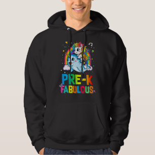 Pre K Fabulous Unicorn Reiten Narwhal zurück nach Hoodie