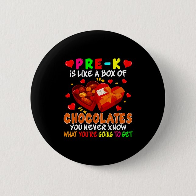Pre-k Funny Box Of Chocolates Valentine's Day Teac Button (Vorderseite)