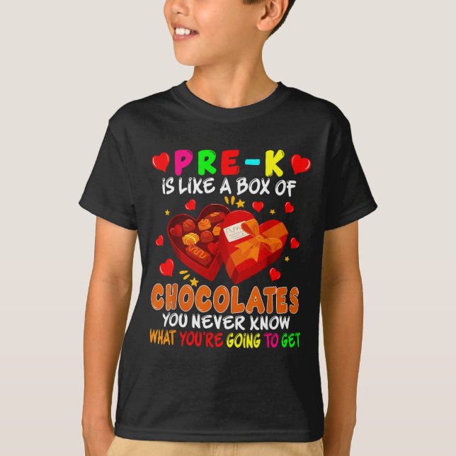 Pre-k Funny Box Of Chocolates Valentine's Day Teac T-Shirt (Vorderseite)