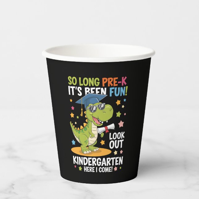 Pre K Graduate Kindergarten Dinosaurier T Rex Pappbecher (Vorderseite)