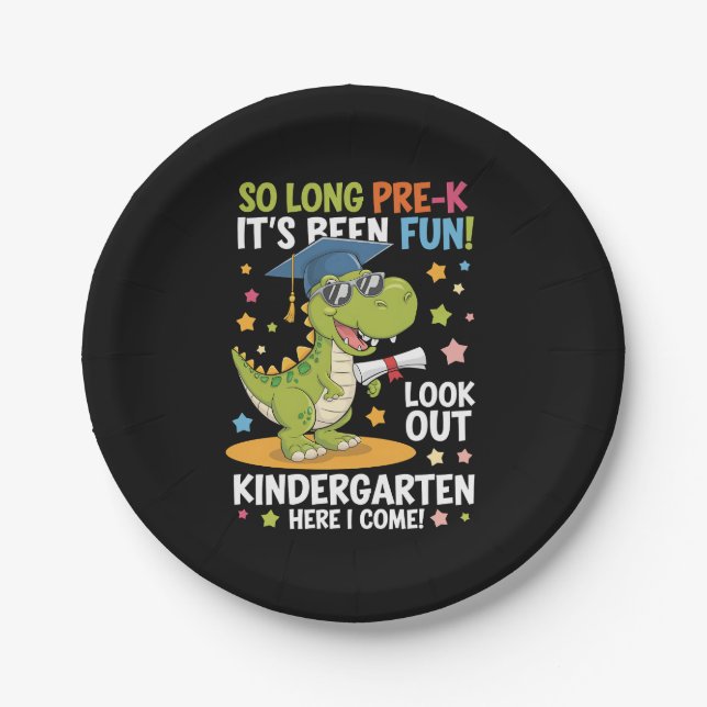 Pre K Graduate Kindergarten Dinosaurier T Rex Pappteller (Vorderseite)